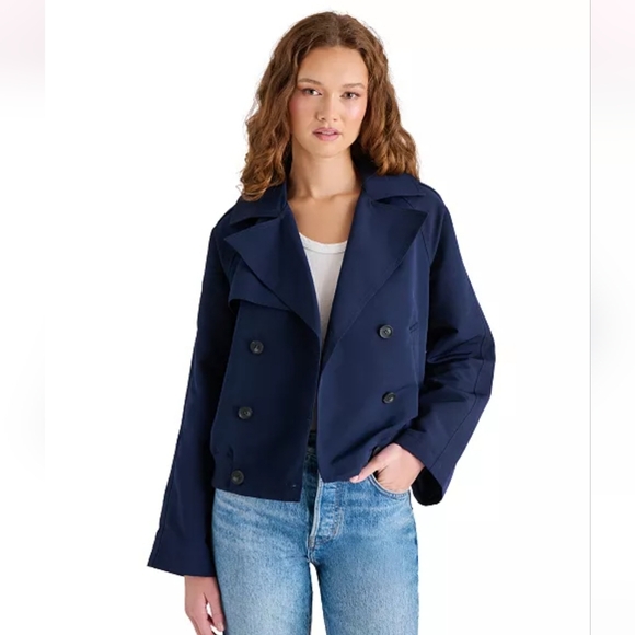 Steve Madden Women's Maris dark navy blue marine short Trench Jacket size XL new - Picture 5 of 6